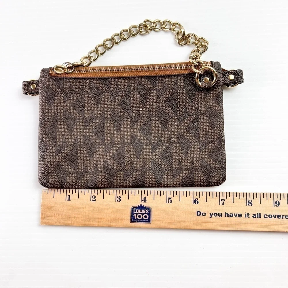 Michael Kors Small Chain Strap Wristlet Bags Brown MK Logo Damage